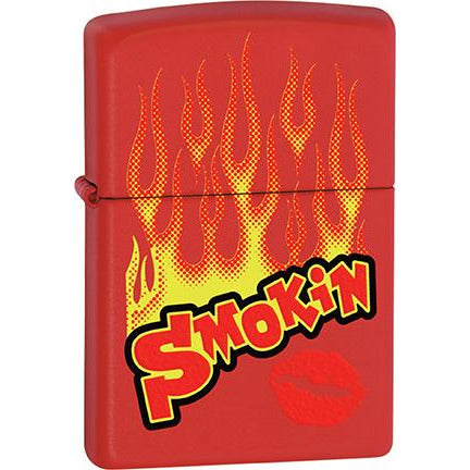 Zippo Windproof Metal Design Fire Lighter - Lifetime Refillable, Reusable Lighter for Smokers – Genuine Premium, Durable, Heavy Quality Chrome Finish Case - Smokin Flames
