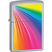 Zippo Windproof Metal Design Fire Lighter - Lifetime Refillable, Reusable Lighter for Smokers – Genuine Premium, Durable, Heavy Quality Chrome Finish Case - Flowing Rainbow Design