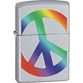 Zippo Windproof Metal Design Fire Lighter - Lifetime Refillable, Reusable Lighter for Smokers – Genuine Premium, Durable, Heavy Quality Chrome Finish Case - Rainbow Peace