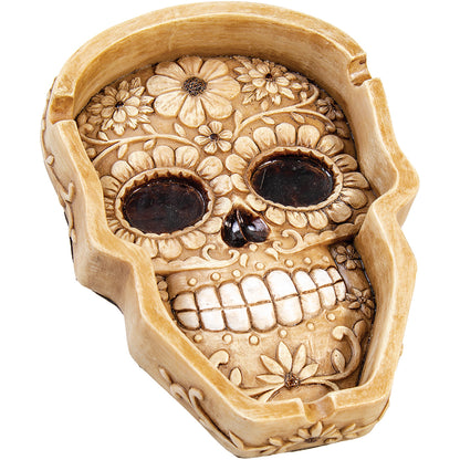 Big 7" Sugar Skull Ashtray by Fujima Ashtray for Outdoor/Indoor/Patio/Home Decor Use Ash Holder for Smokers Cigarettes Unique Ashtray Length 7 x 5 Height