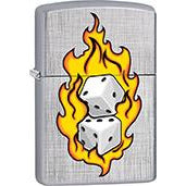 Zippo Windproof Metal Design Fire Lighter - Lifetime Refillable, Reusable Lighter for Smokers – Genuine Premium, Durable, Heavy Quality Chrome Finish Case - Dice on Fire