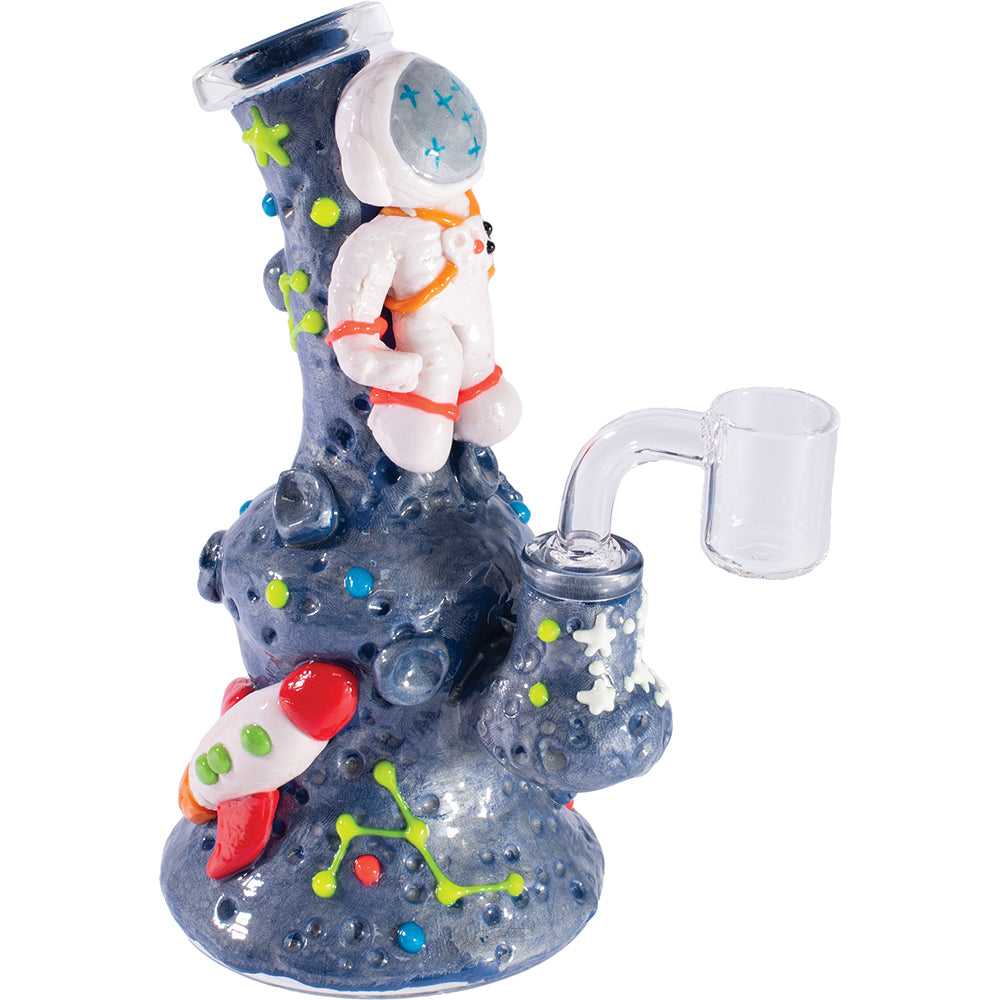 Cosmic Voyager 7in Spaceman Rig Water Pipe- White, Blue, Orange