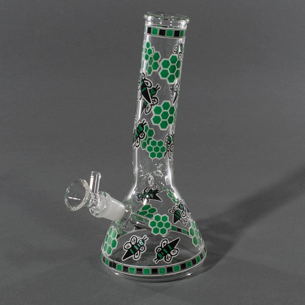 7.5in HoneyBee Mini Beaker Pipe - Glow in Dark