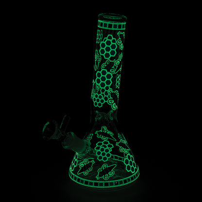 7.5in HoneyBee Mini Beaker Pipe - Glow in Dark