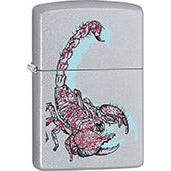 Zippo Windproof Metal Design Fire Lighter - Lifetime Refillable, Reusable Lighter for Smokers – Genuine Premium, Durable, Heavy Quality Chrome Finish Case - Red and Blue Scorpion