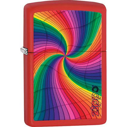 Zippo Windproof Metal Design Fire Lighter - Lifetime Refillable, Reusable Lighter for Smokers – Genuine Premium, Durable, Heavy Quality Chrome Finish Case - Rainbow Color Swirl