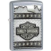 Zippo Windproof Metal Design Fire Lighter - Lifetime Refillable, Reusable Lighter for Smokers – Genuine Premium, Durable, Heavy Quality Chrome Finish Case - Harley-Davidson Steel Tread Plate