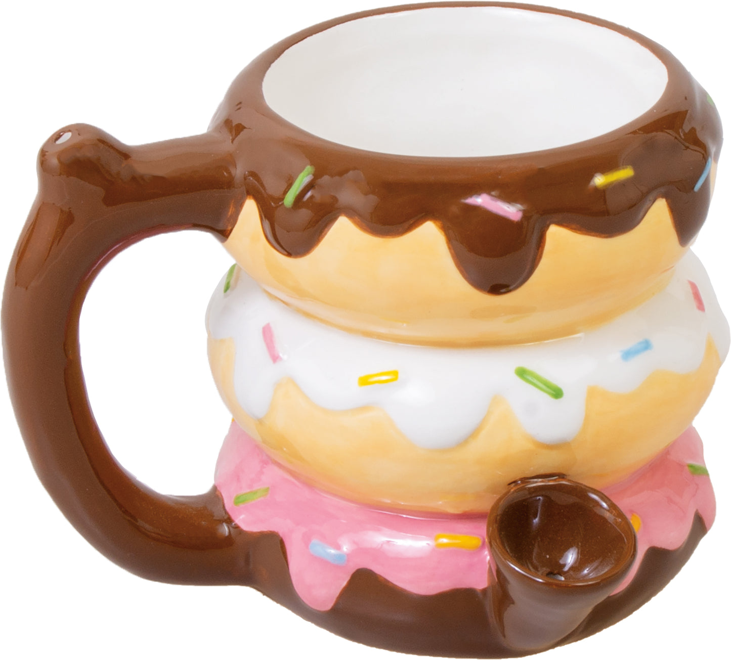 8oz. Ceramic Coffee Cup Shape Water Pipe Mug - Hamburger, Donut Shape