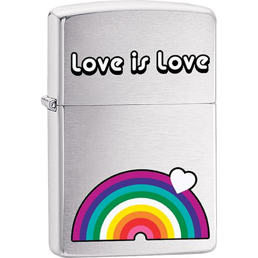 Zippo Windproof Metal Design Fire Lighter - Lifetime Refillable, Reusable Lighter for Smokers – Genuine Premium, Durable, Heavy Quality Chrome Finish Case - "Love Is Love" Rainbow