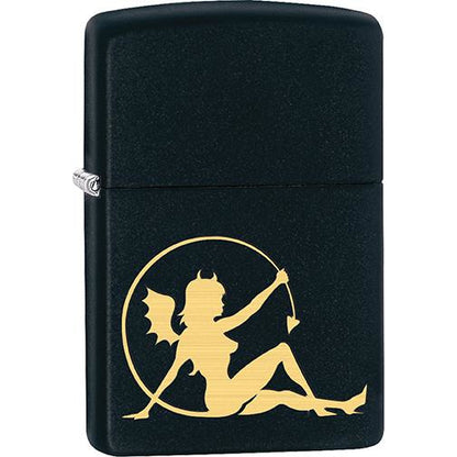 Zippo Windproof Metal Design Fire Lighter - Lifetime Refillable, Reusable Lighter for Smokers – Genuine Premium, Durable, Heavy Quality Chrome Finish Case - Gold Devil Angel