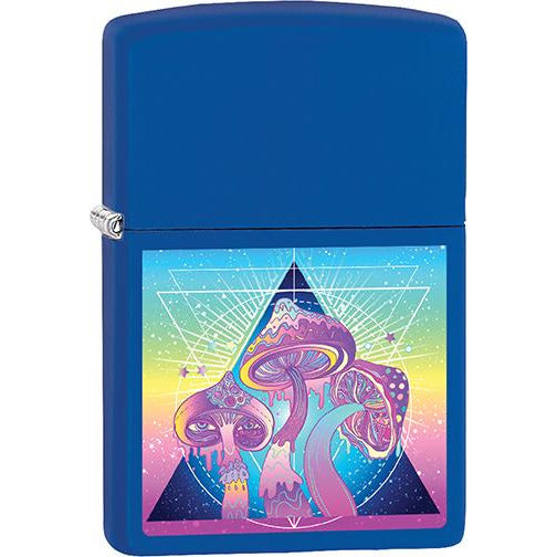 Zippo Windproof Metal Design Fire Lighter - Lifetime Refillable, Reusable Lighter for Smokers – Genuine Premium, Durable, Heavy Quality Chrome Finish Case - Trippy Cosmic Mushroom Pyramid