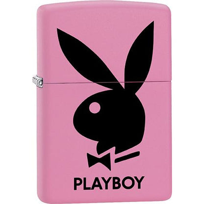 Zippo Windproof Metal Design Fire Lighter - Lifetime Refillable, Reusable Lighter for Smokers – Genuine Premium, Durable, Heavy Quality Chrome Finish Case - Playboy Silhouette on Pink Base