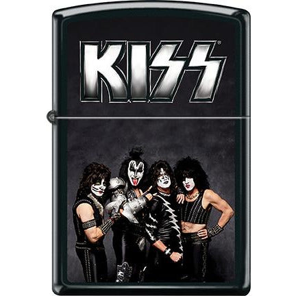 Zippo Windproof Metal Design Fire Lighter - Lifetime Refillable, Reusable Lighter for Smokers – Genuine Premium, Durable, Heavy Quality Chrome Finish Case - Kiss Rock Band