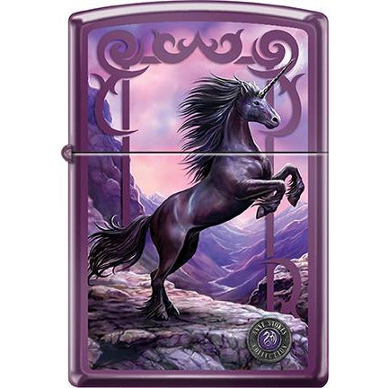 Zippo Windproof Metal Design Fire Lighter - Lifetime Refillable, Reusable Lighter for Smokers – Genuine Premium, Durable, Heavy Quality Chrome Finish Case - Anne Stokes Unicorn