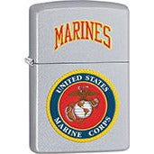 Zippo Windproof Metal Design Fire Lighter - Lifetime Refillable, Reusable Lighter for Smokers – Genuine Premium, Durable, Heavy Quality Chrome Finish Case - Red "Marines" written above USMC Crest