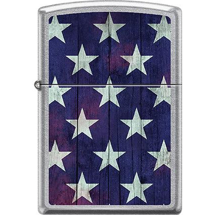 Zippo Windproof Metal Design Fire Lighter - Lifetime Refillable, Reusable Lighter for Smokers – Genuine Premium, Durable, Heavy Quality Chrome Finish Case - U.S.A. Flag Stars