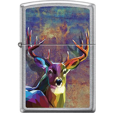 Zippo Windproof Metal Design Fire Lighter - Lifetime Refillable, Reusable Lighter for Smokers – Genuine Premium, Durable, Heavy Quality Chrome Finish Case - Colorful Buck