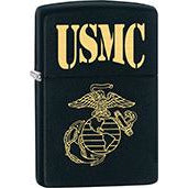 Zippo Windproof Metal Design Fire Lighter - Lifetime Refillable, Reusable Lighter for Smokers – Genuine Premium, Durable, Heavy Quality Chrome Finish Case - USMC written above USMC Symbol