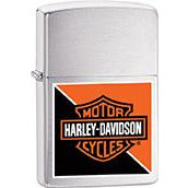 Zippo Windproof Metal Design Fire Lighter - Lifetime Refillable, Reusable Lighter for Smokers – Genuine Premium, Durable, Heavy Quality Chrome Finish Case - Harley-Davidson Black and Orange Logo