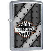 Zippo Windproof Metal Design Fire Lighter - Lifetime Refillable, Reusable Lighter for Smokers – Genuine Premium, Durable, Heavy Quality Chrome Finish Case - Harley-Davidson Metal Rivets