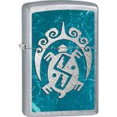 Zippo Windproof Metal Design Fire Lighter - Lifetime Refillable, Reusable Lighter for Smokers – Genuine Premium, Durable, Heavy Quality Chrome Finish Case - Abstract Turtle Design