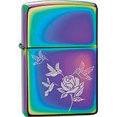 Zippo Windproof Metal Design Fire Lighter - Lifetime Refillable, Reusable Lighter for Smokers – Genuine Premium, Durable, Heavy Quality Chrome Finish Case - Hummingbirds and Rose Multi Color