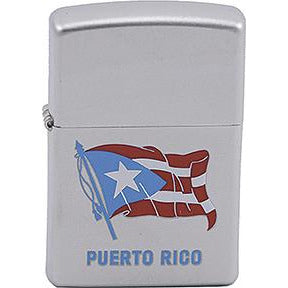 Zippo Windproof Metal Design Fire Lighter - Lifetime Refillable, Reusable Lighter for Smokers – Genuine Premium, Durable, Heavy Quality Chrome Finish Case - Puerto Rico Flag