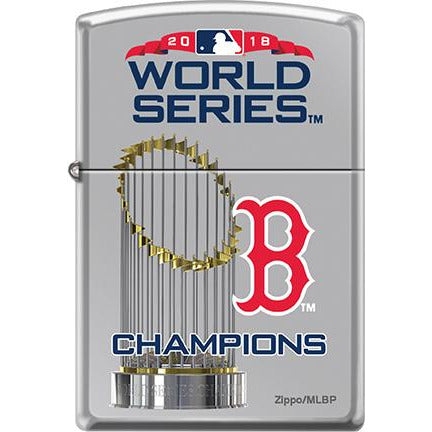 Zippo Windproof Metal Design Fire Lighter - Lifetime Refillable, Reusable Lighter for Smokers – Genuine Premium, Durable, Heavy Quality Chrome Finish Case - Boston Red Sox 2018 World Series