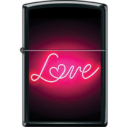 Zippo Windproof Metal Design Fire Lighter - Lifetime Refillable, Reusable Lighter for Smokers – Genuine Premium, Durable, Heavy Quality Chrome Finish Case - Glowing Love Heart