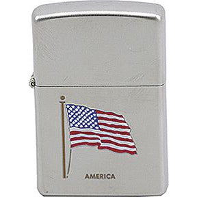 Zippo Windproof Metal Design Fire Lighter - Lifetime Refillable, Reusable Lighter for Smokers – Genuine Premium, Durable, Heavy Quality Chrome Finish Case - U.S. Flag