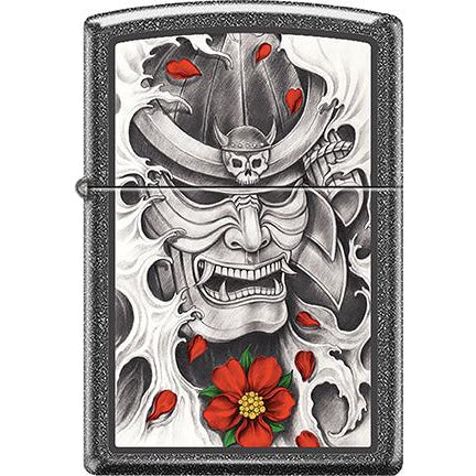 Zippo Windproof Metal Design Fire Lighter - Lifetime Refillable, Reusable Lighter for Smokers – Genuine Premium, Durable, Heavy Quality Chrome Finish Case - Samurai Flower