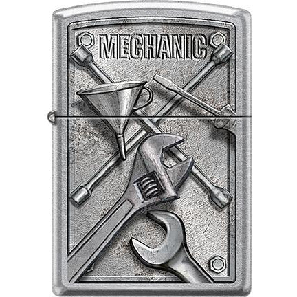 Zippo Windproof Metal Design Fire Lighter - Lifetime Refillable, Reusable Lighter for Smokers – Genuine Premium, Durable, Heavy Quality Chrome Finish Case - Mechanic