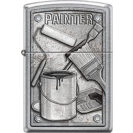 Zippo Windproof Metal Design Fire Lighter - Lifetime Refillable, Reusable Lighter for Smokers – Genuine Premium, Durable, Heavy Quality Chrome Finish Case - Painter