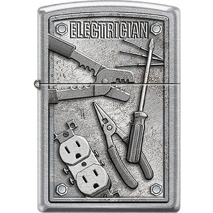 Zippo Windproof Metal Design Fire Lighter - Lifetime Refillable, Reusable Lighter for Smokers – Genuine Premium, Durable, Heavy Quality Chrome Finish Case - Electrician