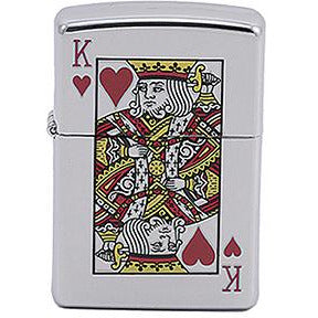 Zippo Windproof Metal Design Fire Lighter - Lifetime Refillable, Reusable Lighter for Smokers – Genuine Premium, Durable, Heavy Quality Chrome Finish Case - King Of Hearts