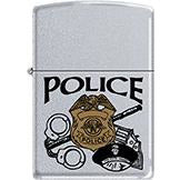 Zippo Windproof Metal Design Fire Lighter - Lifetime Refillable, Reusable Lighter for Smokers – Genuine Premium, Durable, Heavy Quality Chrome Finish Case - Police Badge and Equipment