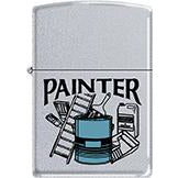 Zippo Windproof Metal Design Fire Lighter - Lifetime Refillable, Reusable Lighter for Smokers – Genuine Premium, Durable, Heavy Quality Chrome Finish Case - Painter with Blue Paint Can