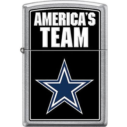 Zippo Windproof Metal Design Fire Lighter - Lifetime Refillable, Reusable Lighter for Smokers – Genuine Premium, Durable, Heavy Quality Chrome Finish Case - Dallas Cowboys