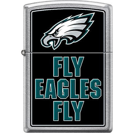 Zippo Windproof Metal Design Fire Lighter - Lifetime Refillable, Reusable Lighter for Smokers – Genuine Premium, Durable, Heavy Quality Chrome Finish Case - Philadelphia Eagles