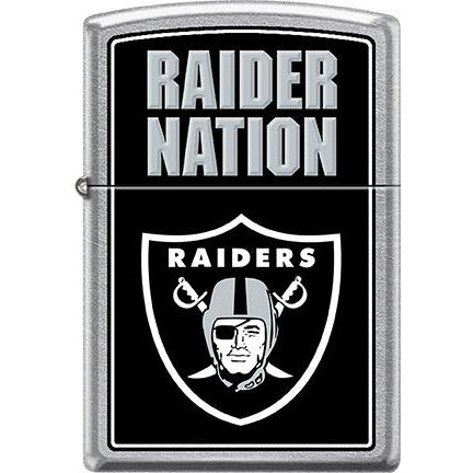 Zippo Windproof Metal Design Fire Lighter - Lifetime Refillable, Reusable Lighter for Smokers – Genuine Premium, Durable, Heavy Quality Chrome Finish Case - Oakland Raiders