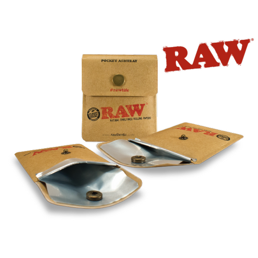Raw Rolling Papers Brand Pocket / Purse Ashtray -  Flexible & Portable Travel Cigarette Ash Pouch - Double Layered Construction - Heavy Parchment Paper Material - Efficient and Easy to Use