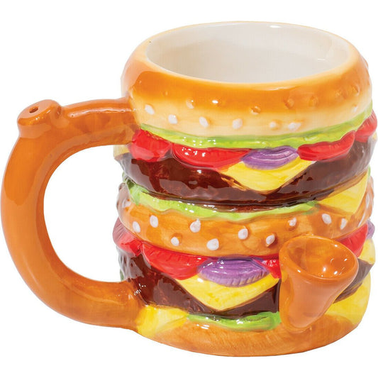 8oz. Ceramic Coffee Cup Shape Water Pipe Mug - Hamburger, Donut Shape