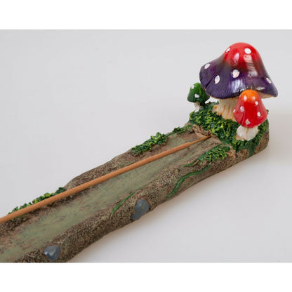 Poly Resin Incense Stick Burner Boat Mushroom for Meditation Yoga, Aromatherapy, Home Fragrance, Birthday Housewarming Gifts, Display Stand Figurine Scary Fantasy Halloween Decorations