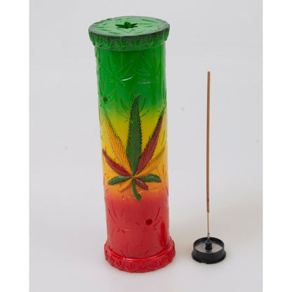 Rasta Colored Leaf Smoking Tower Incense Burner for Meditation Yoga, Aromatherapy, Home Fragrance, Birthday Housewarming Gifts, Display Stand Figurine Scary Fantasy Halloween Decorations