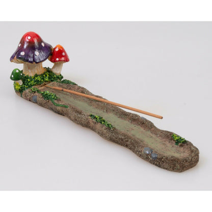 Poly Resin Incense Stick Burner Boat Mushroom for Meditation Yoga, Aromatherapy, Home Fragrance, Birthday Housewarming Gifts, Display Stand Figurine Scary Fantasy Halloween Decorations