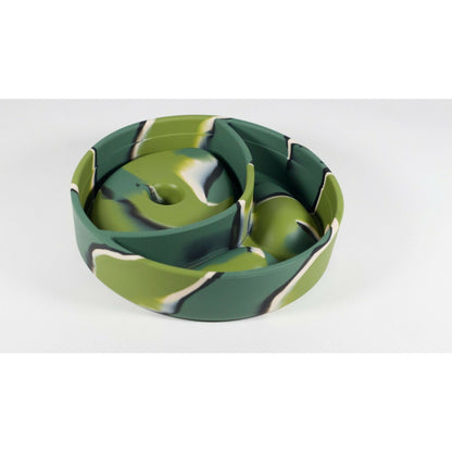 Round Camouflage Style Silicone Pipe Ashtray with Cork Holds 2 Pipes - Individualized Popular Home Office Ashtray Personality Trend Modern Home Tea Table Ashtray Ornaments Bar Ashtray - Green 6”