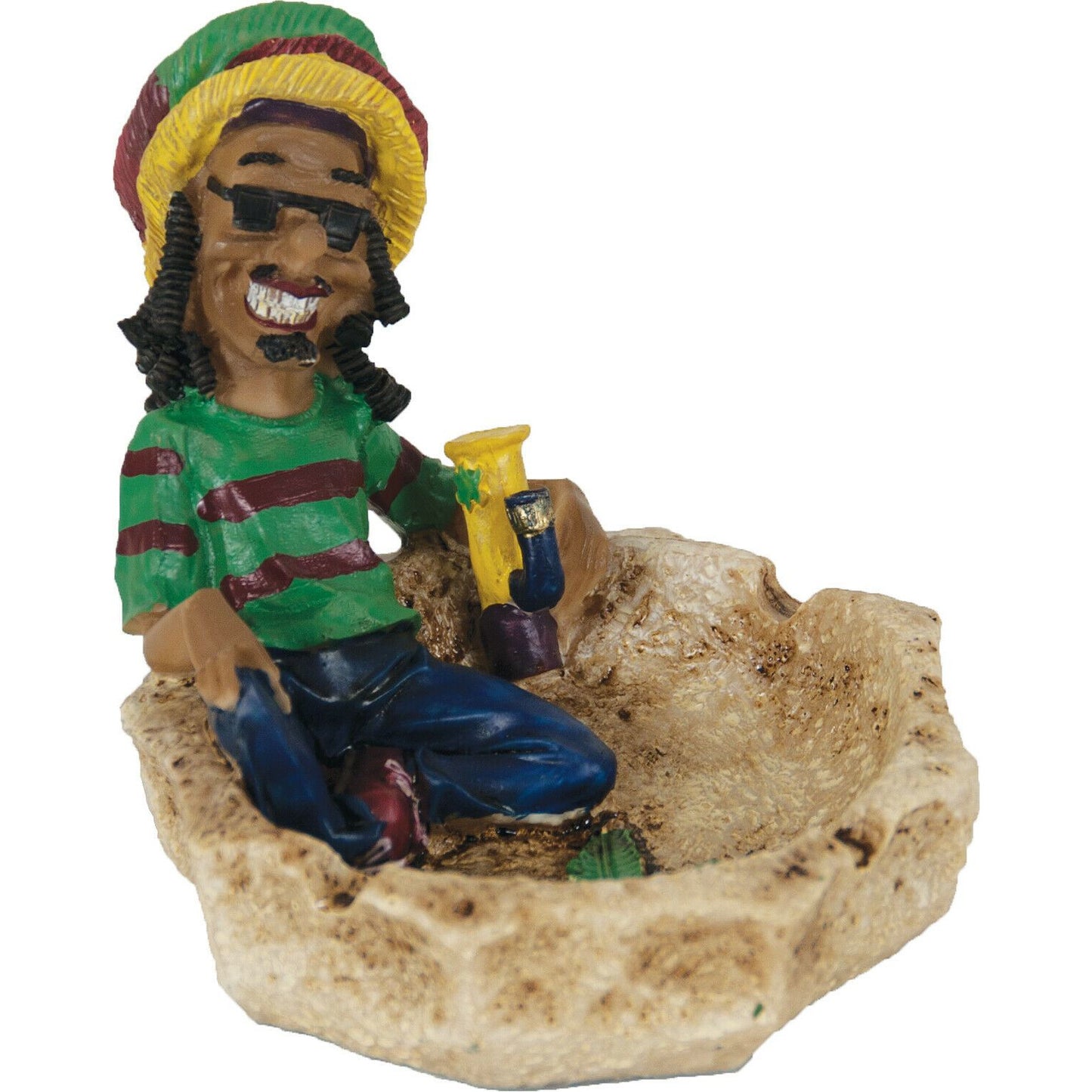 Rasta Jamaican Man with Pond Polyresin Cigarette Ashtray - Individualized Popular Home Office Ashtray Personality Trend Modern Home Tea Table Ashtray Ornaments Bar Ashtray