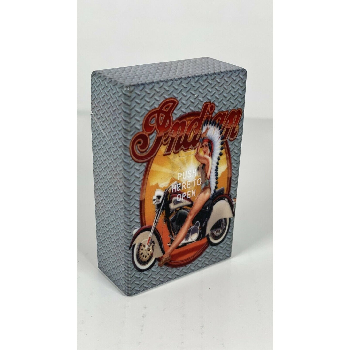 Push Open Plastic Cigarette Cases Pack of 12 - King’s size Poker & Motorcycle with Lady Print Cigarette Holder - Compact and Portable - Durable Hard & Sturdy Plastic Box with Push Open Lid