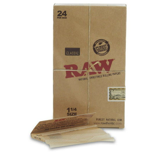 RAW Natural Pre Rolled 1 ¼ Sized 24 Packs of 50 Leaf Booklets - Natural Hemp Gum - 100% Natural 50 Leafs per Booklet – Easy to Use & Safe Materials - Natural Flavor