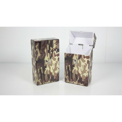 Push Open Plastic Cigarette Cases Pack of 12 - King Size Camouflage Design Glow in Dark Cigarette Holder - Compact and Portable - Durable Hard Plastic Box with Push Open Lid - Crush-Proof & Sturdy